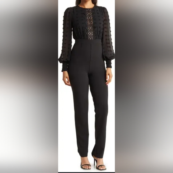 Love By Design Pants - LOVE X DESIGN MEDIUM RINATA SWISS DOT WOMEN'S ONE PIECE LONG SLEEVE OUTFIT